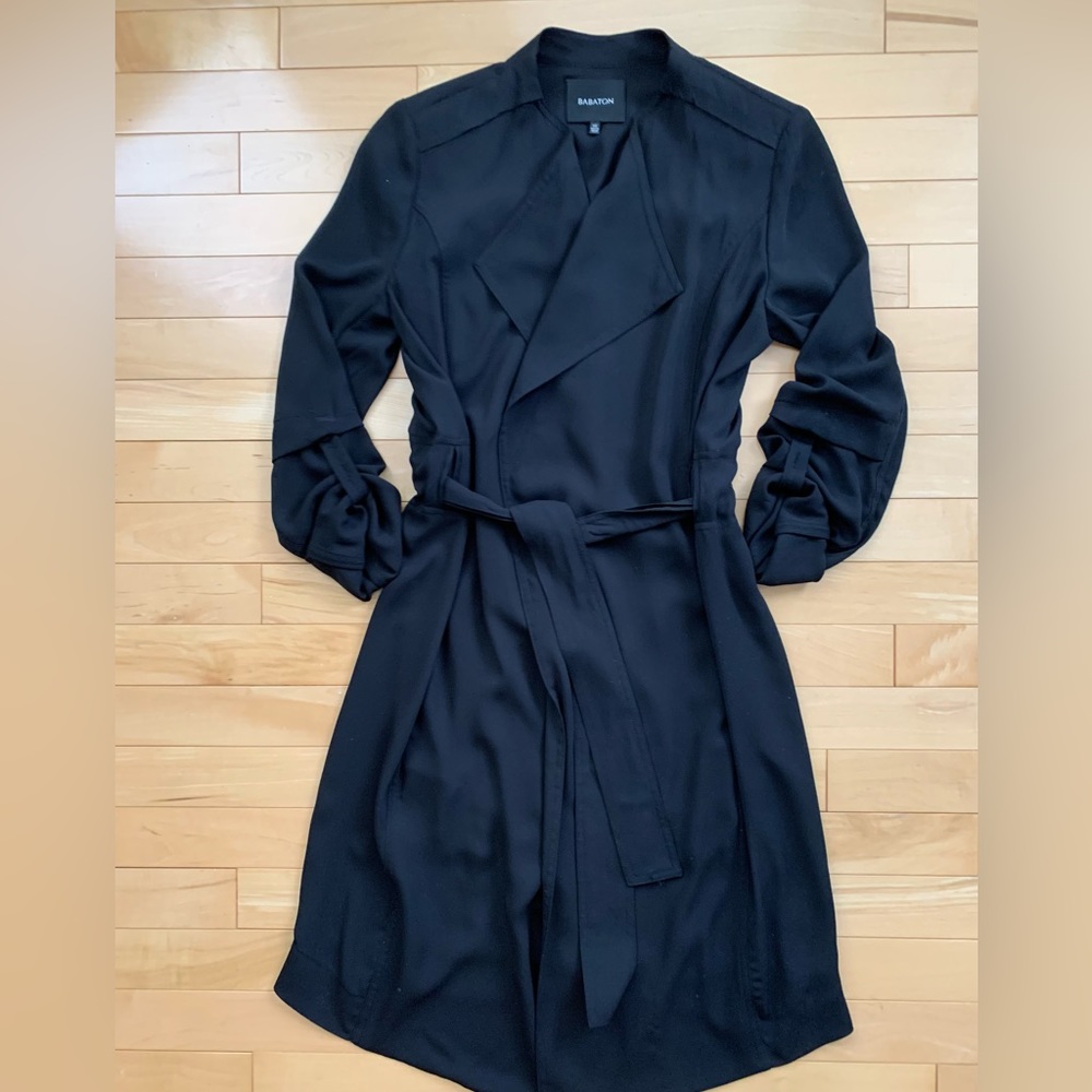 Babaton Flowy Trench Coat, Black, XXS
